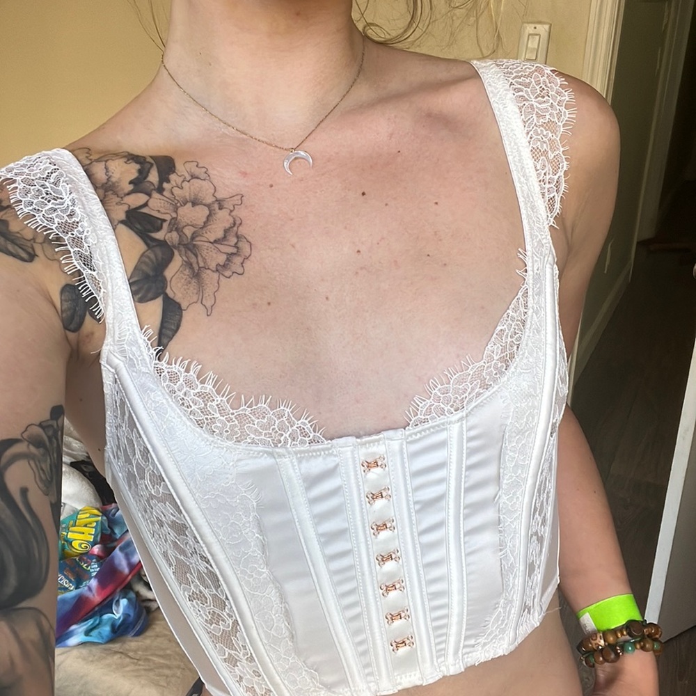 White lace corset top